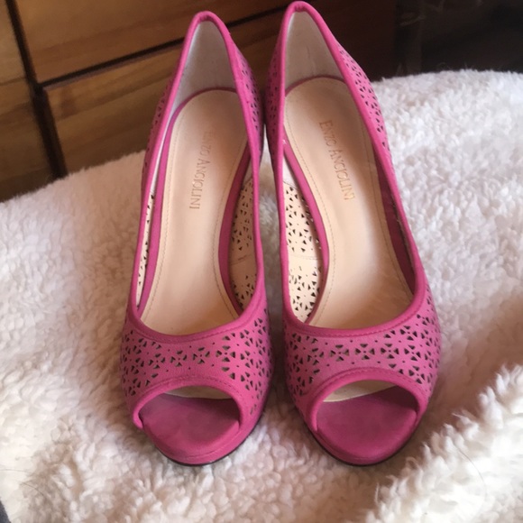 Enzo Angiolini size 7.5 pink cut out peep toe heels - Picture 4 of 6